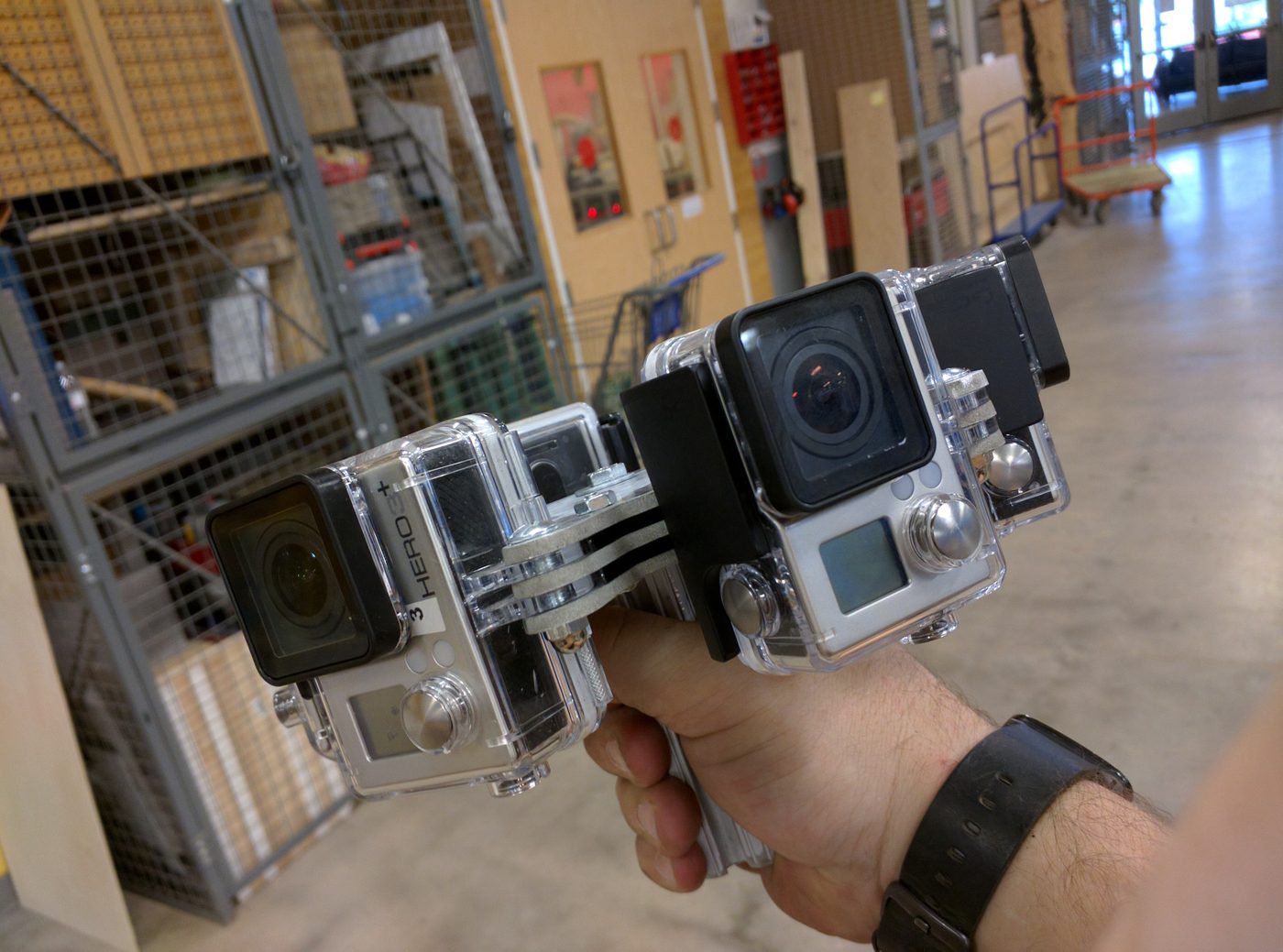 Dual GoPro handheld rig